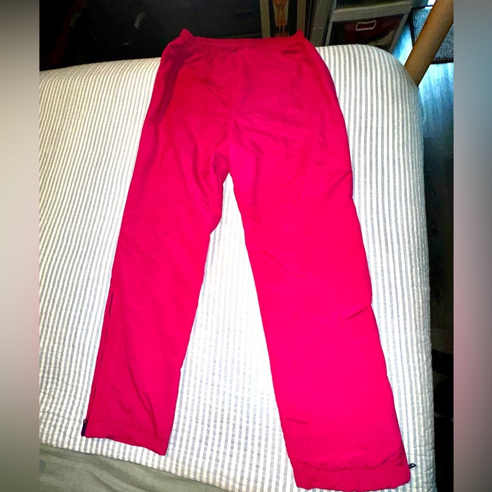 SIERRA TRADING POST Pink Fleece Lined Windbreaker‎ Pants Zipper Ankle Athletic